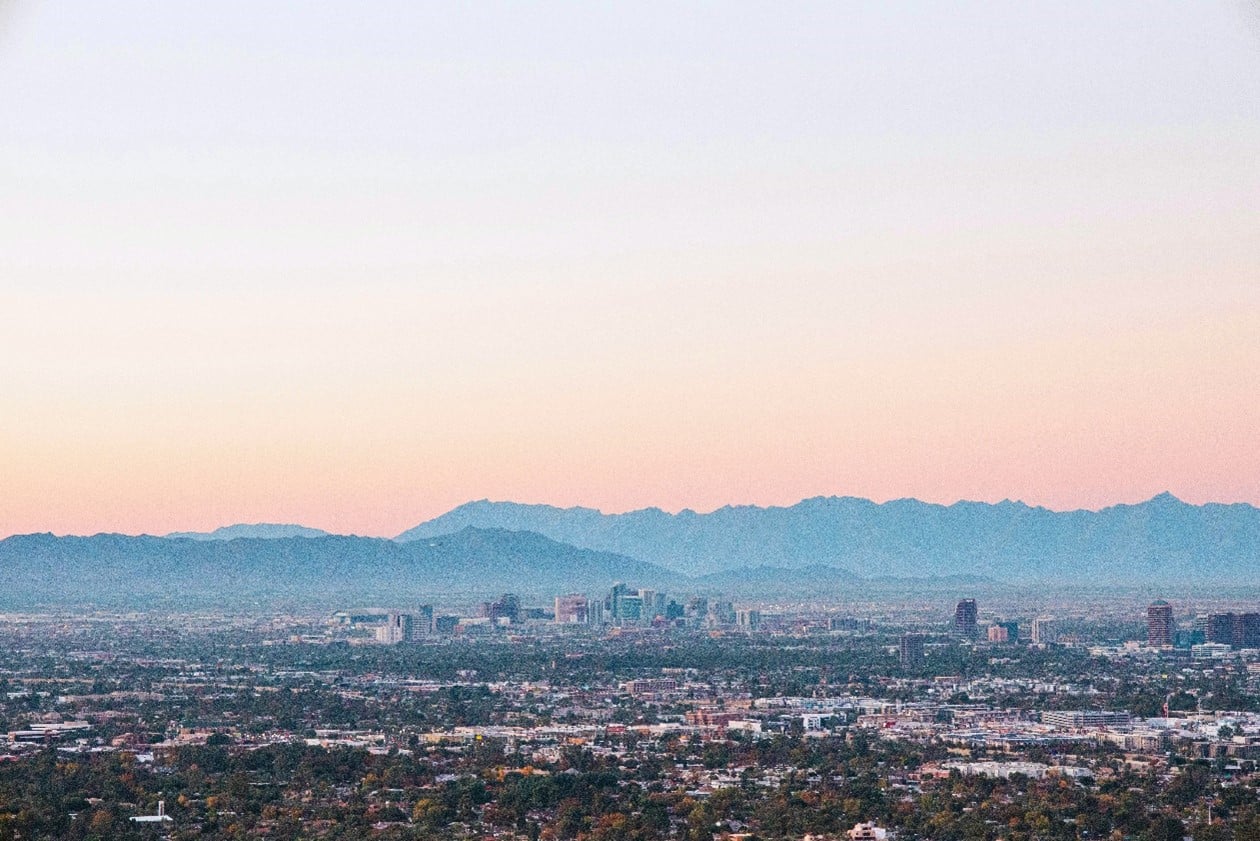 sunset skyline of Phoenix, Arizona